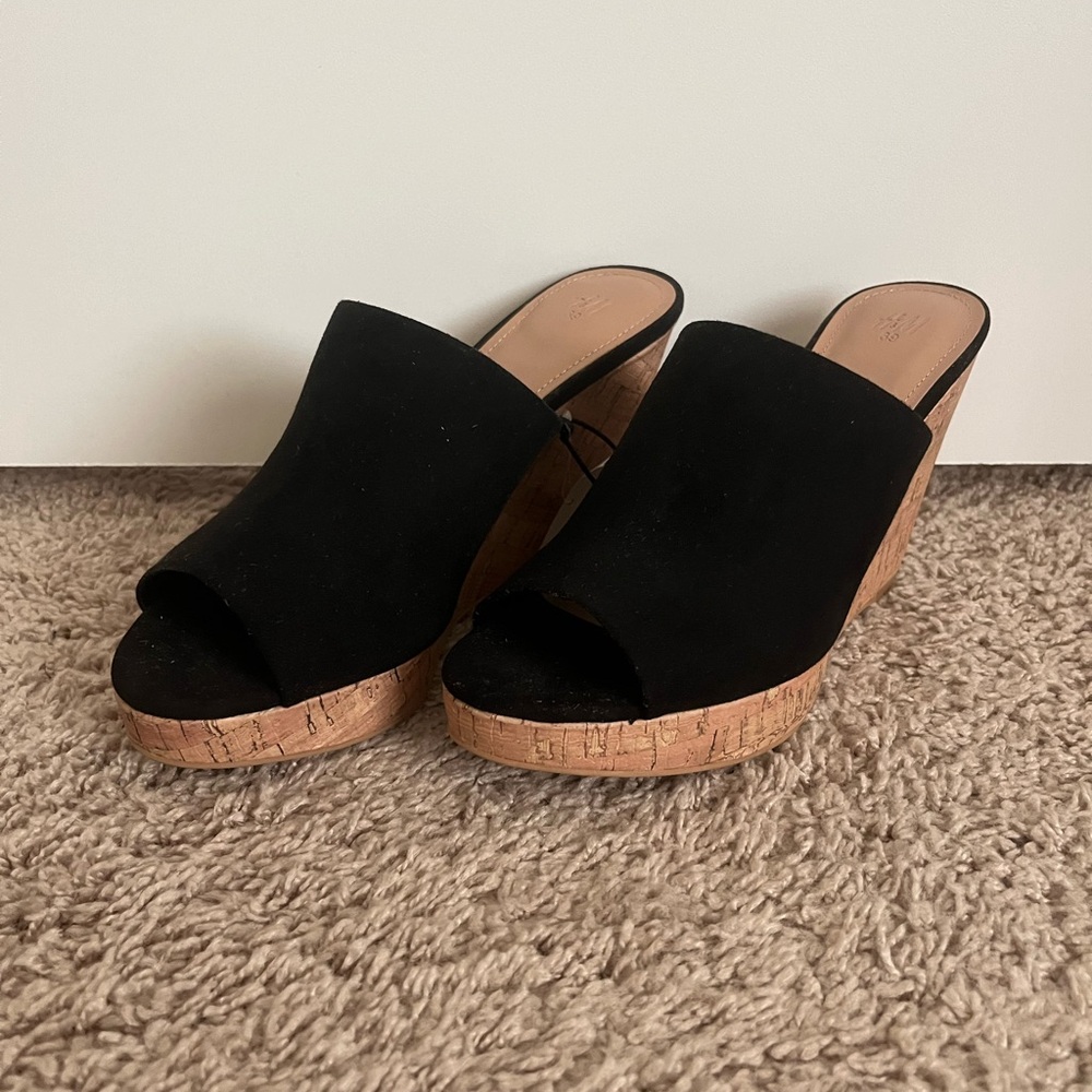 H&M Black Wedge Sandals